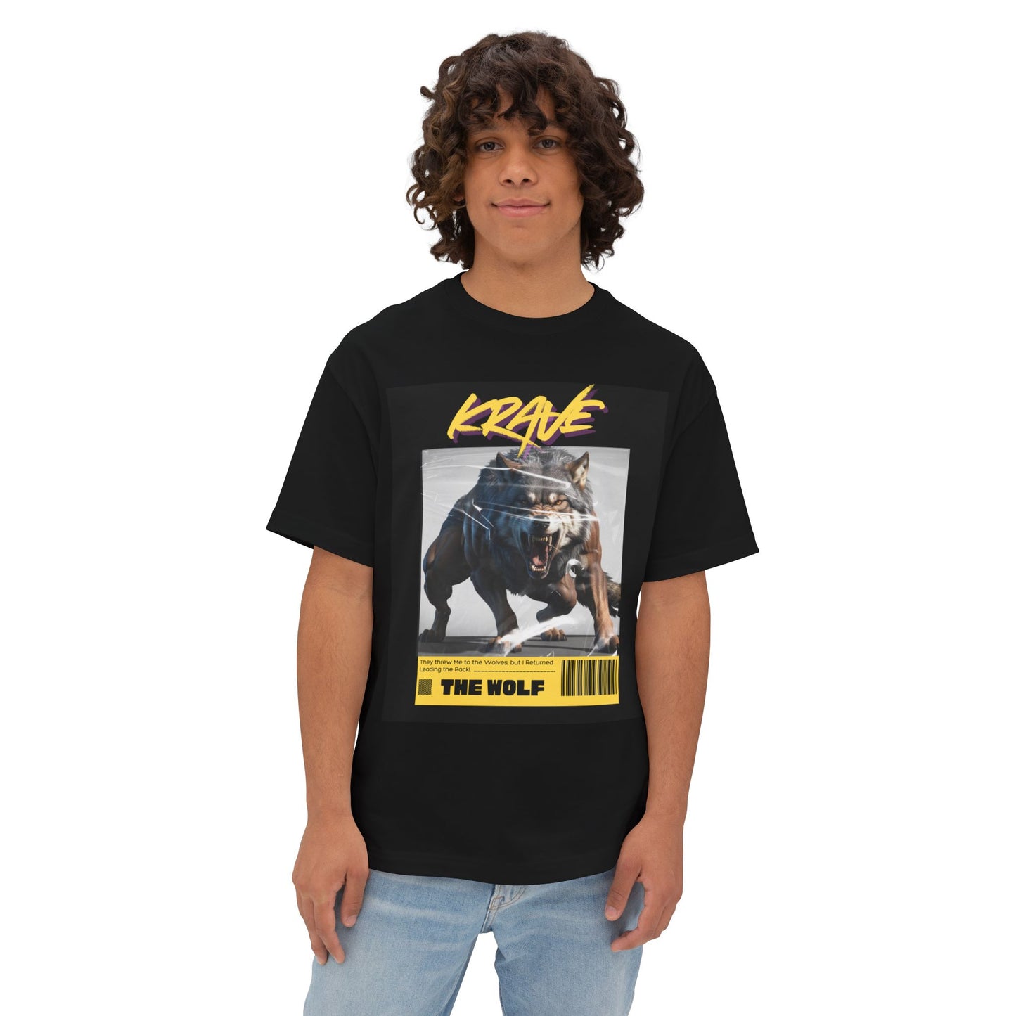 Krave Fitness Oversized Boxy Tee - Wolf Graphic Fit Apparel
